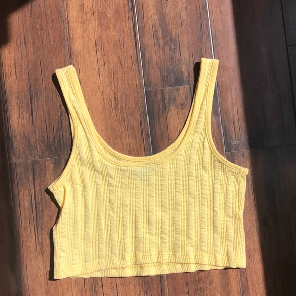 Topshop yellow cropped tank top size 6 - Picture 2 of 4